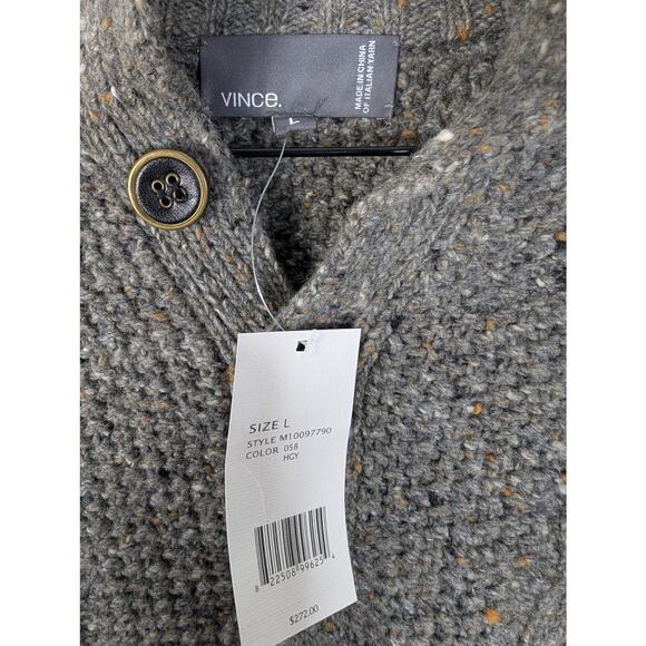 NWT Men's Vince Wool 1/4 Button Cable Knit Sweater - Picture 5 of 7